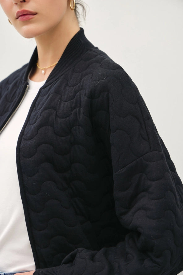 Wave Quilted Bomber Jacket