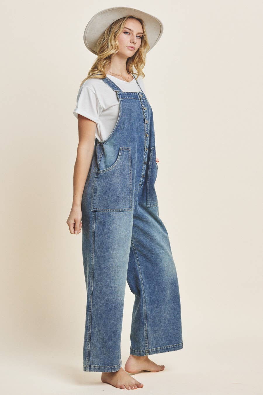 Fried Washed Denim Overall