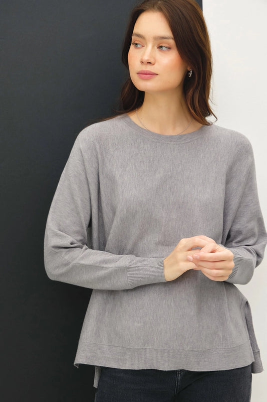 Classic Cut Basic Sweater | Heather Grey