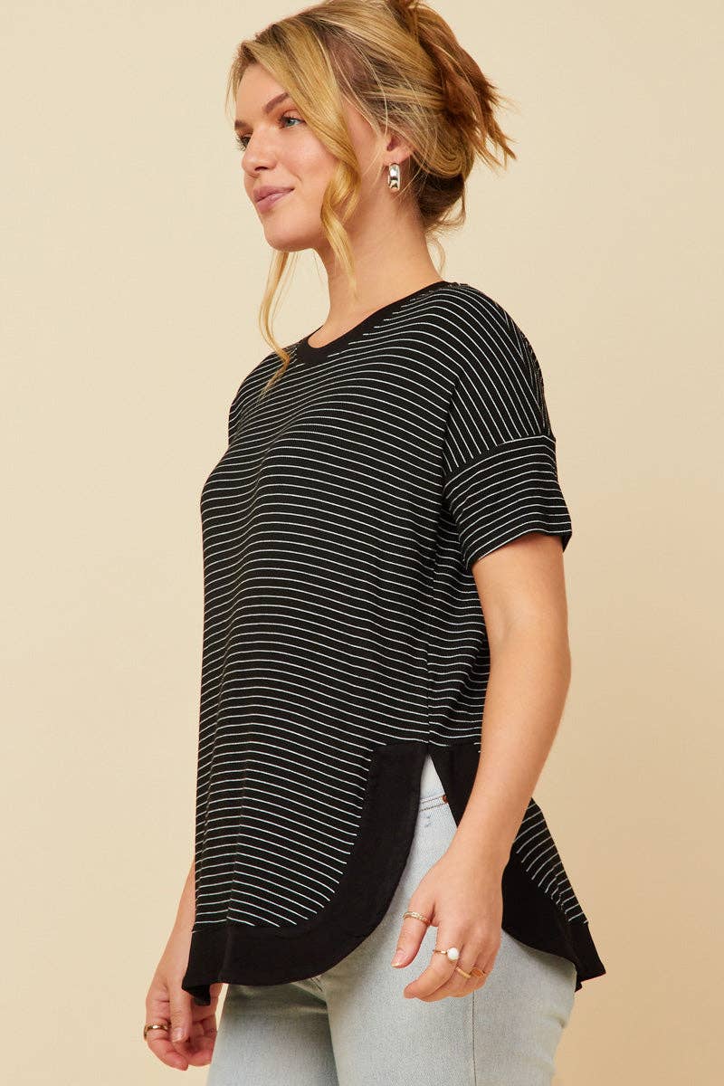 Striped Banded Dolman Top