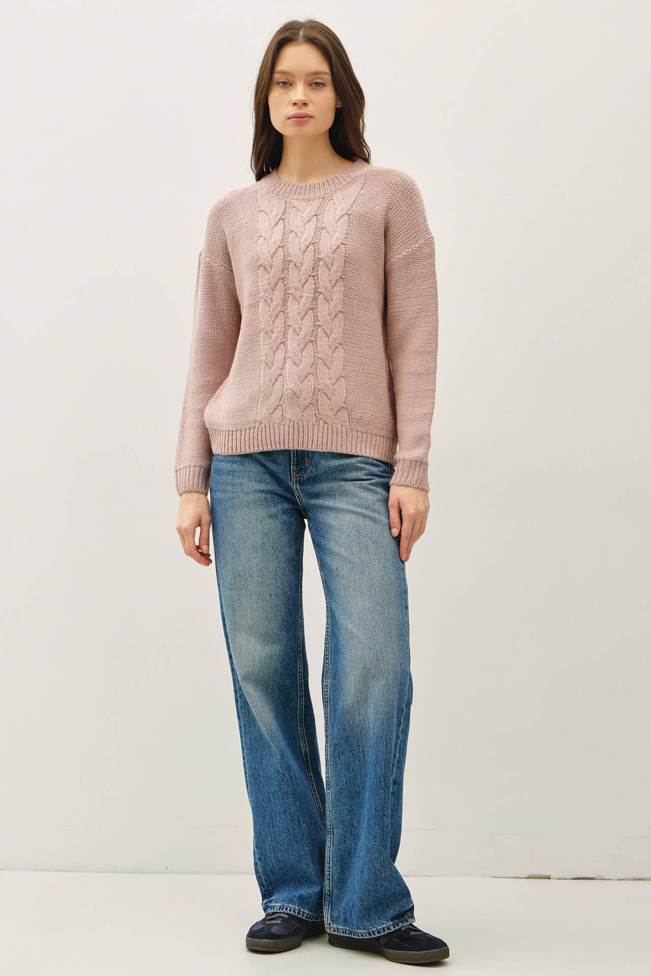 Cozy Cable Knit Sweater | Blush
