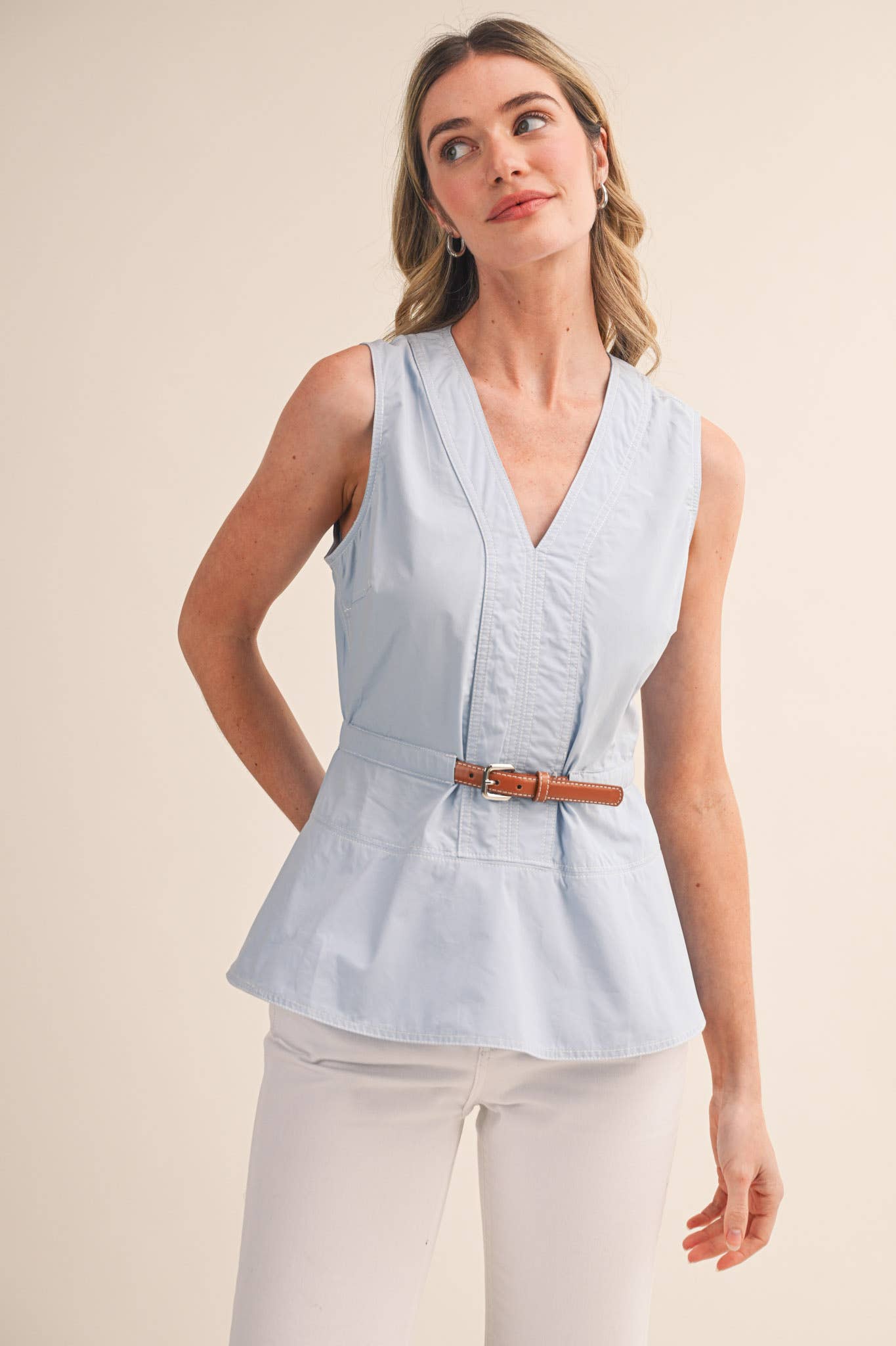 Peplum Belted Top