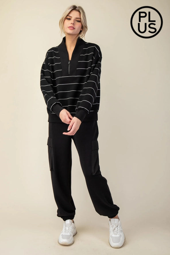 Stripe Quarter Zip Pullover