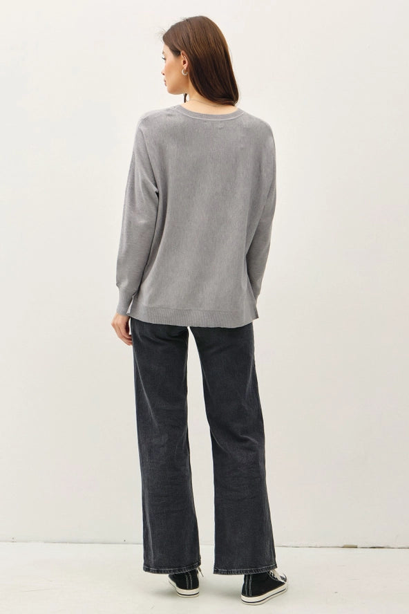 Classic Cut Basic Sweater | Heather Grey