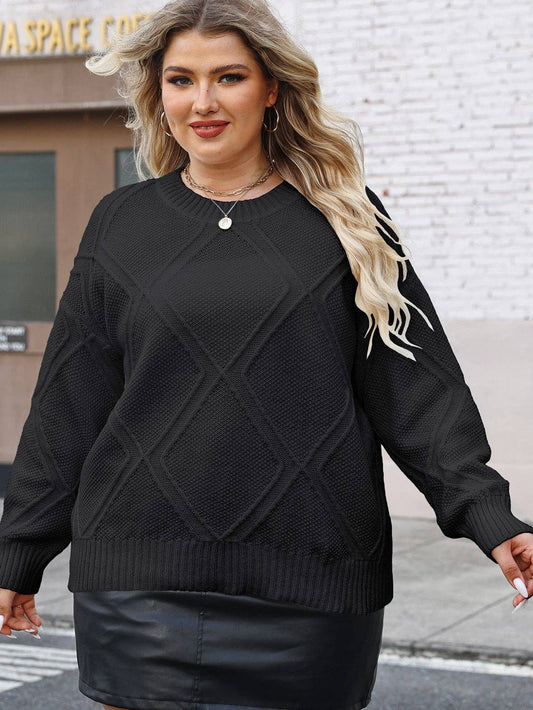 Plus Exclusive| Diamond Knit Pullover