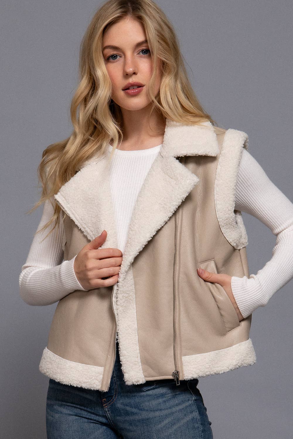 Sherpa Lined Vest | Sand Taupe