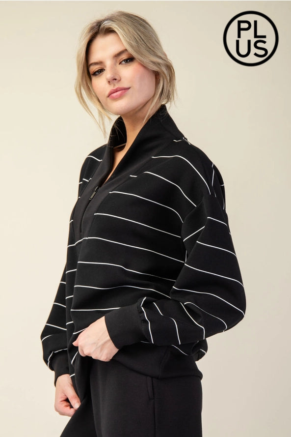 Stripe Quarter Zip Pullover