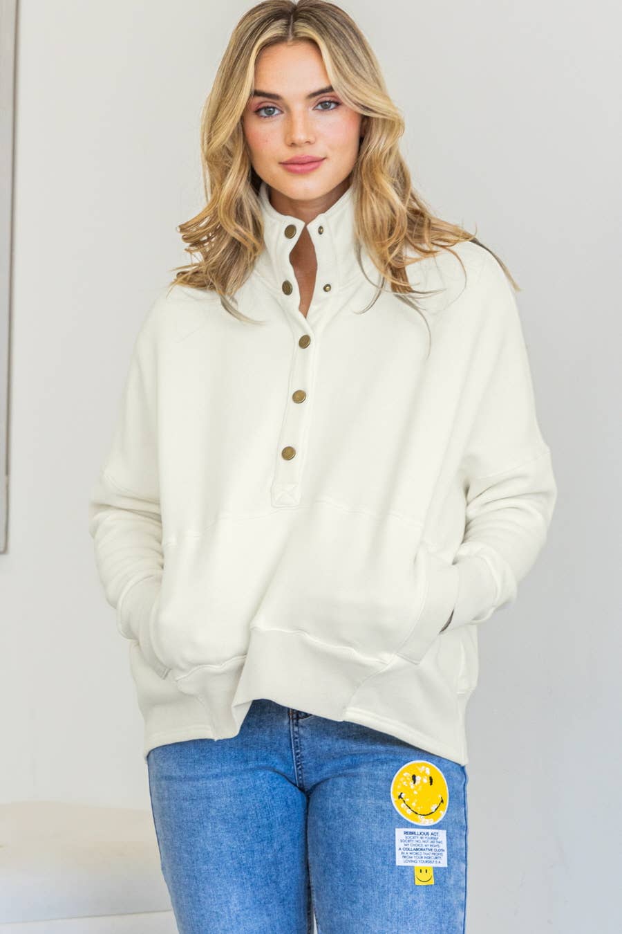 Plus Exclusive | Washed High Neck Sweatshirt