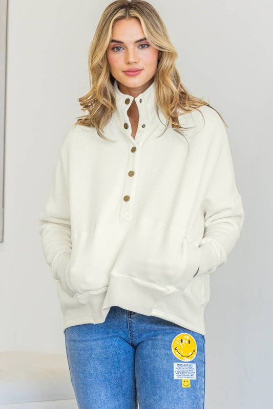 Plus Exclusive | Washed High Neck Sweatshirt