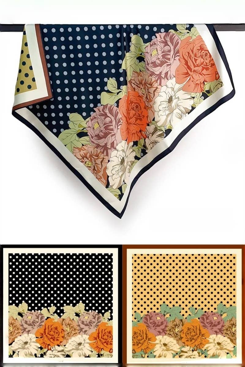 Polka Dot & Floral Reversible Scarf