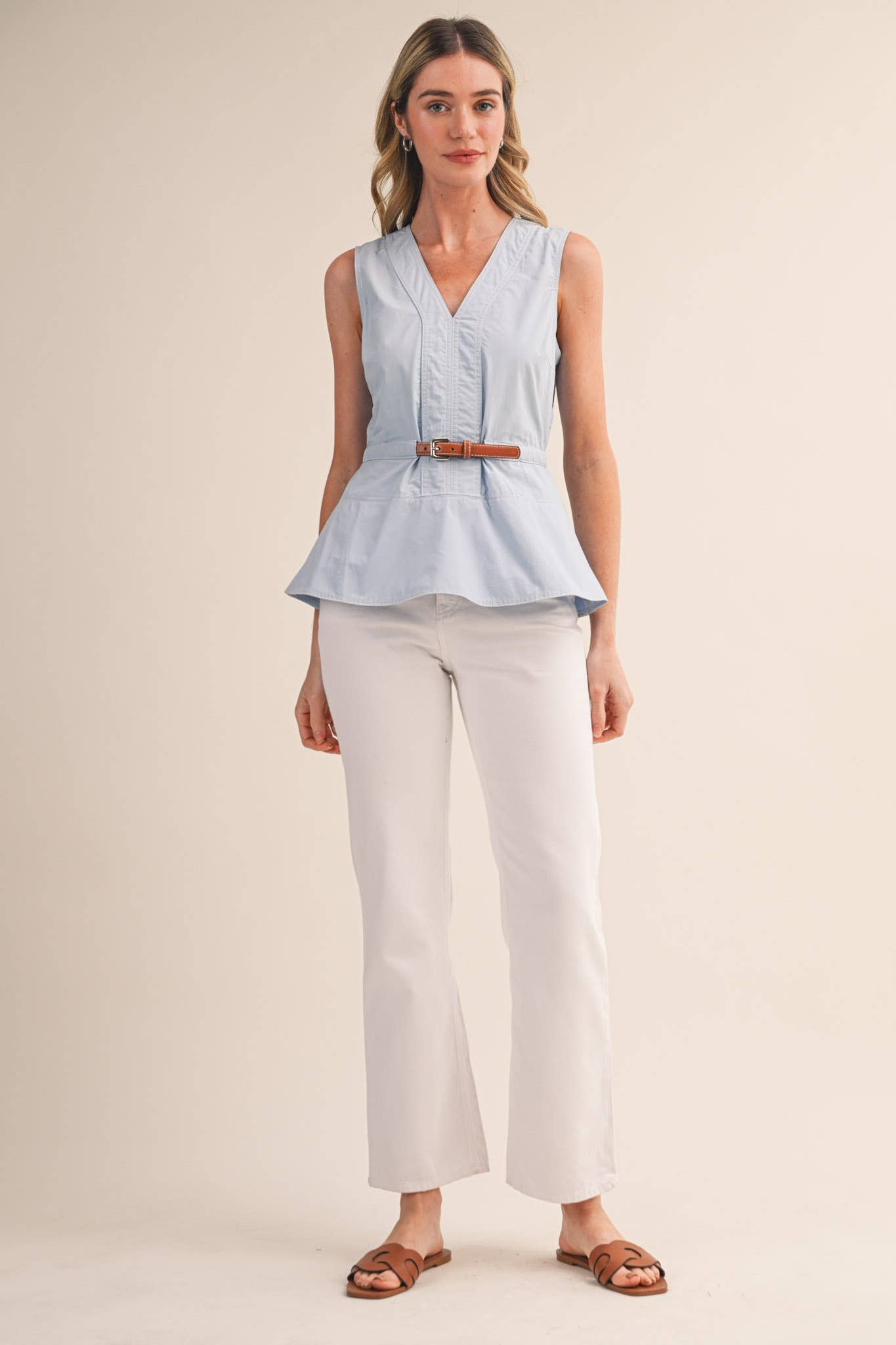 Peplum Belted Top