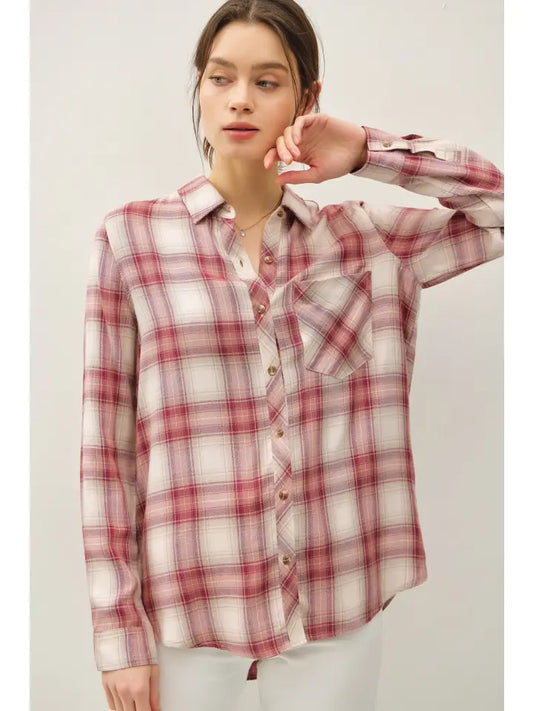 Plaid Button Down | Wine
