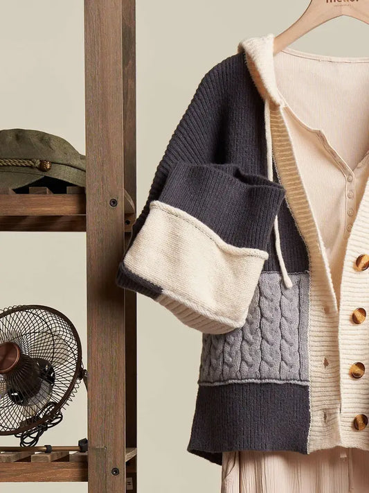Color Block Button Down Cardigan