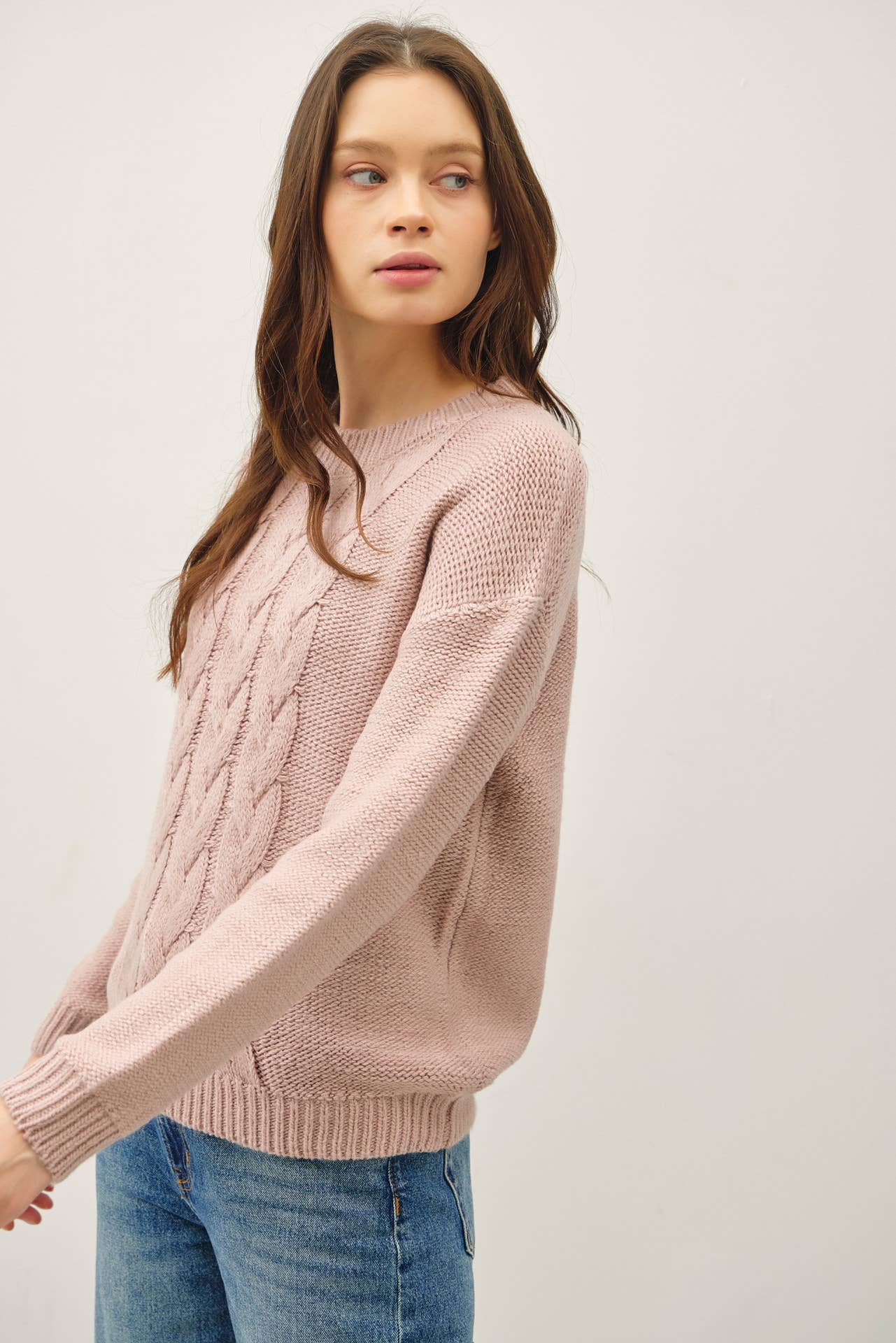 Cozy Cable Knit Sweater | Blush