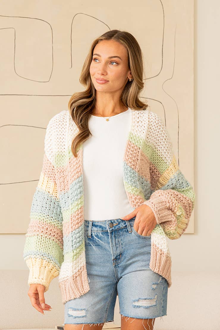 Chunky Cardigan with Balloon Sleeves