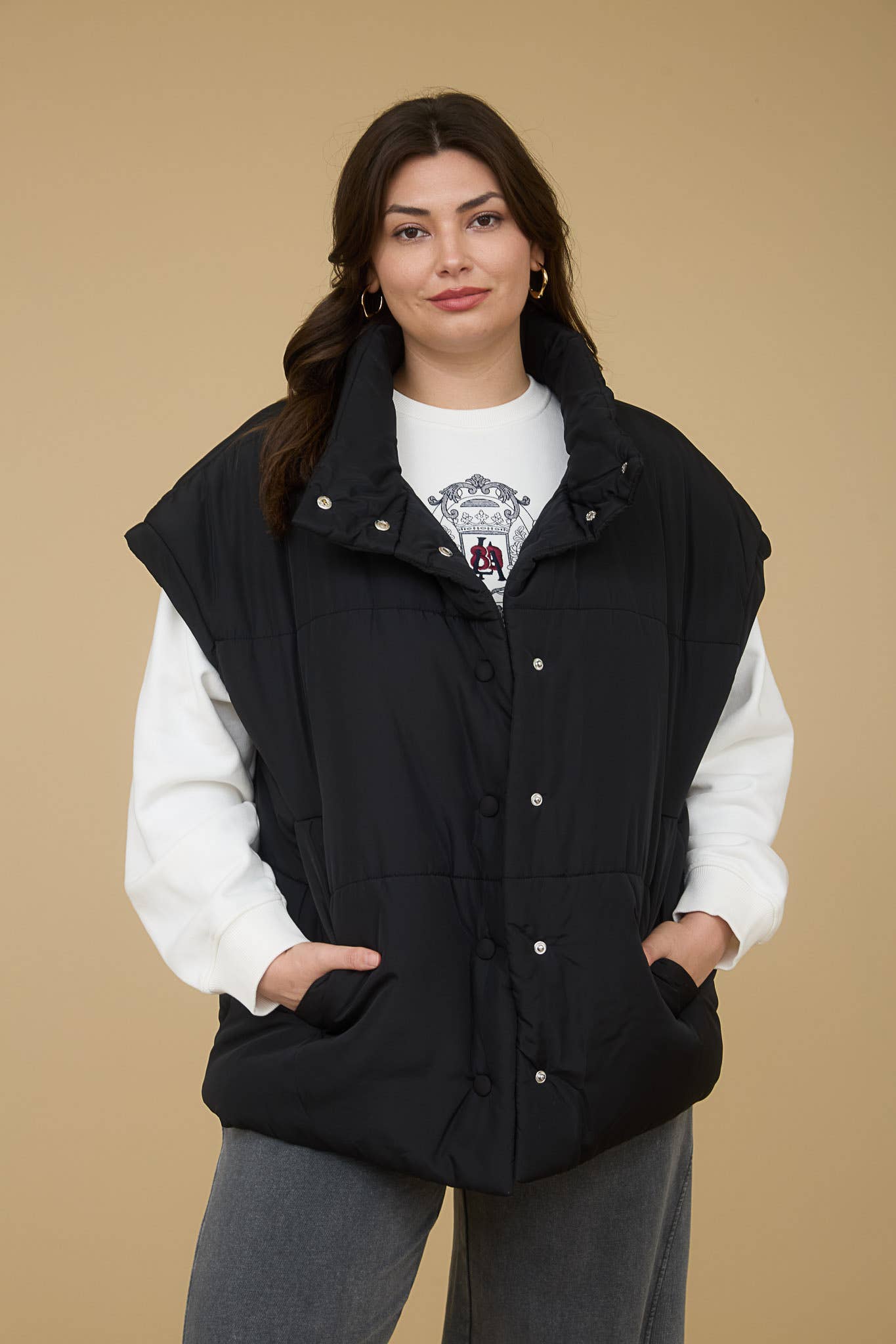 PLUS EXCLUSIVE | Snap Button Puffer Vest