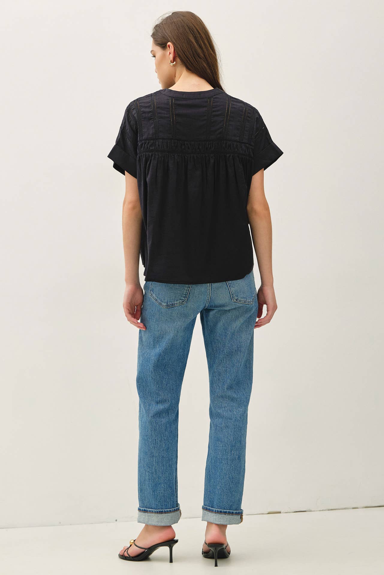 Eyelet Laced Dolman Sleeve
