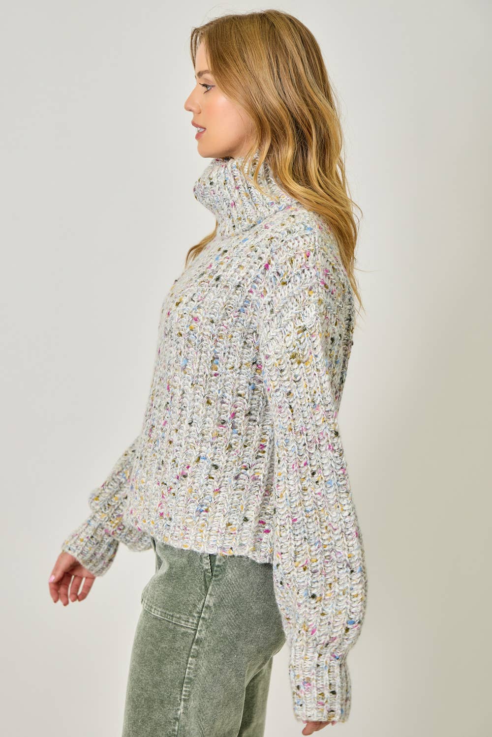 Turtleneck Mixed Yarn Sweater