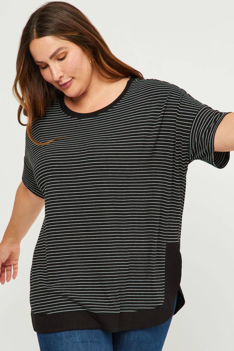 Striped Banded Dolman Top