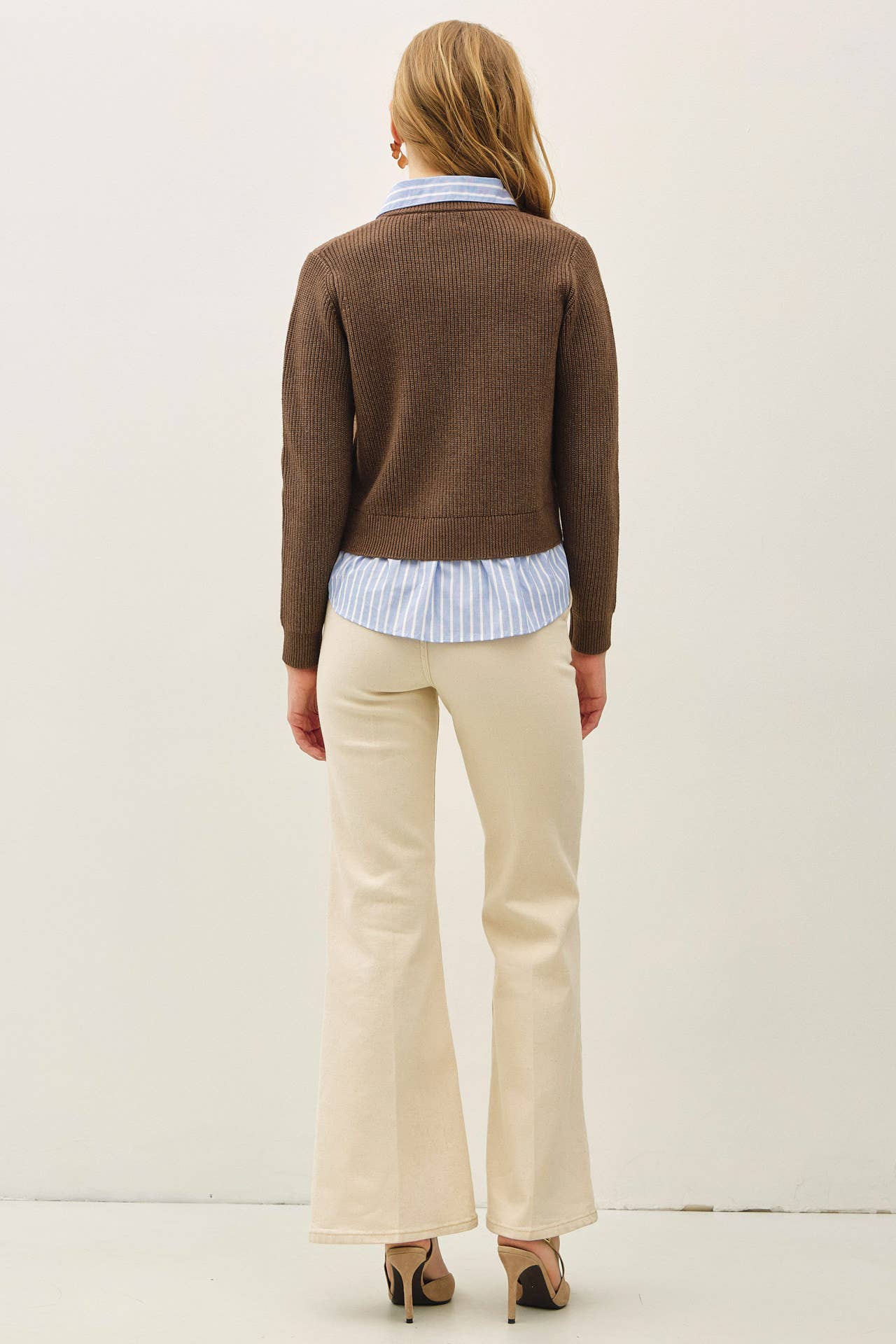 Layered Look Cardigan | Brown