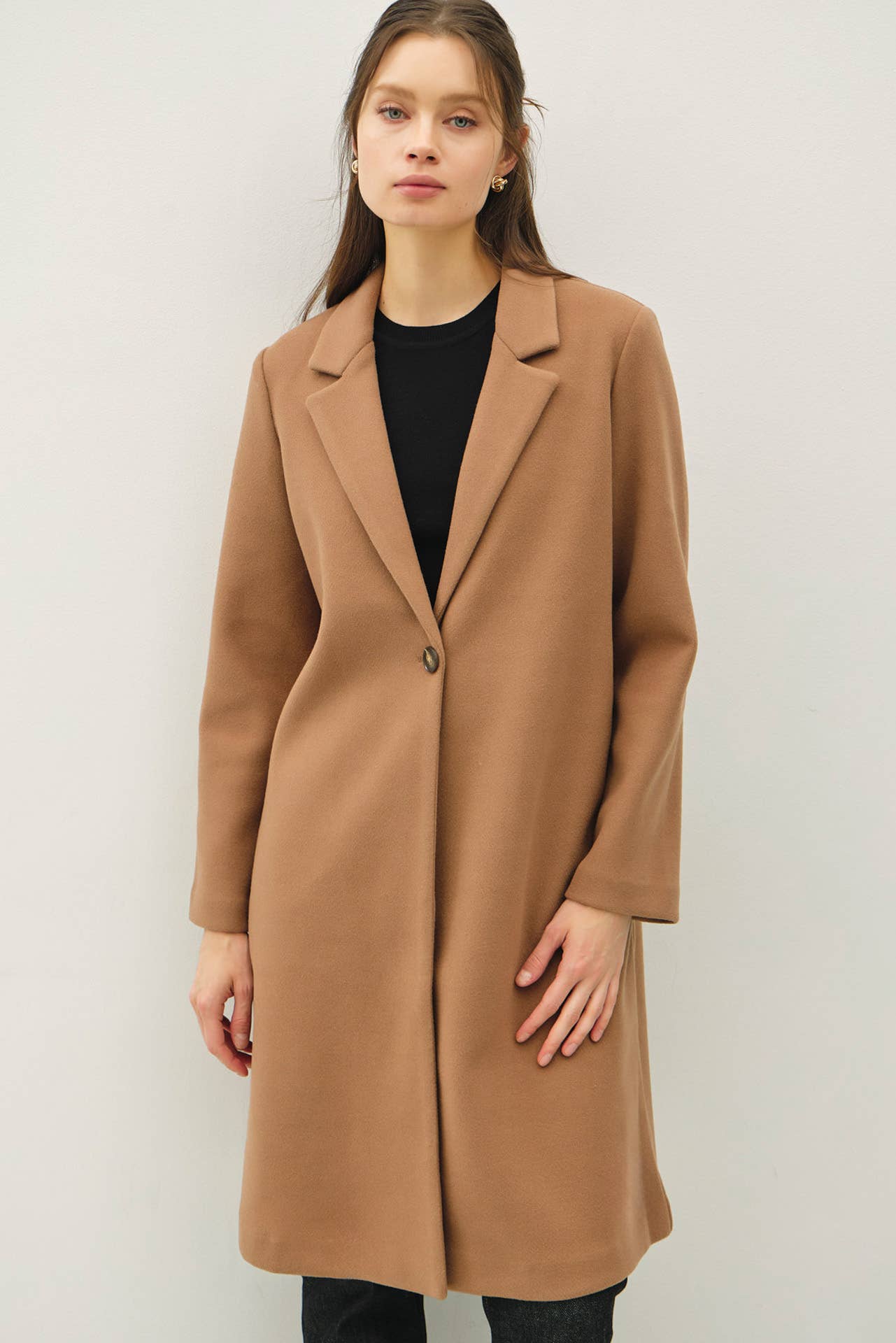 Notched Lapel Single Button Coat