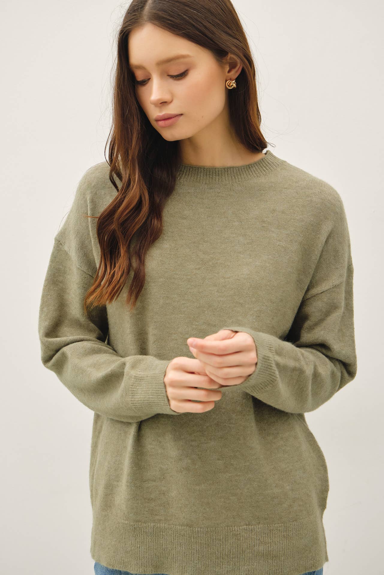 Wool Blend Crewneck Classic Sweater