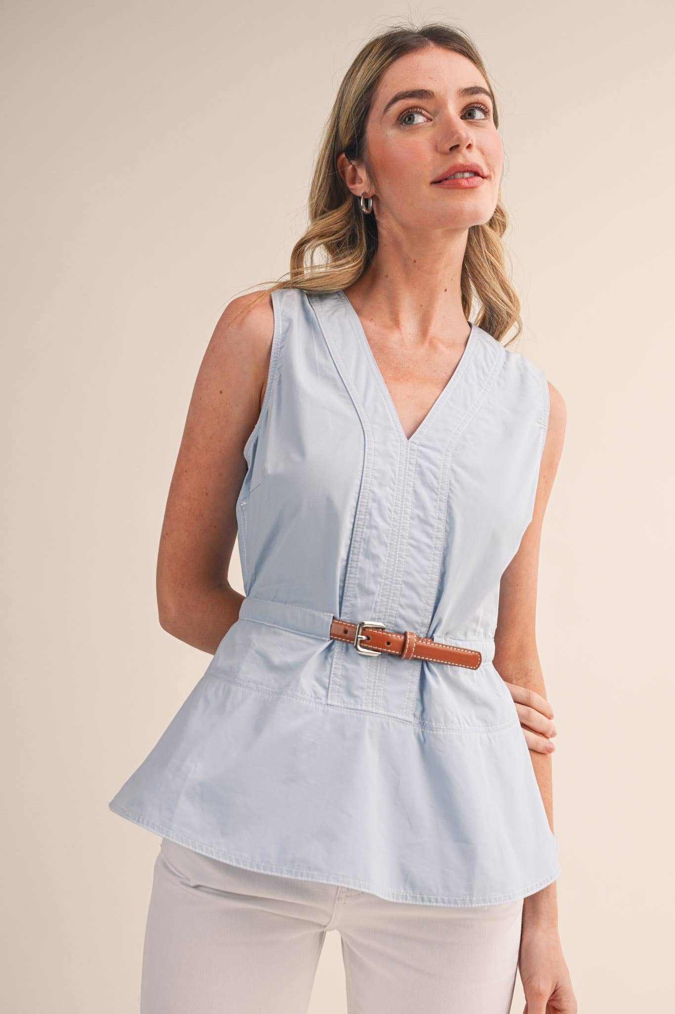 Peplum Belted Top