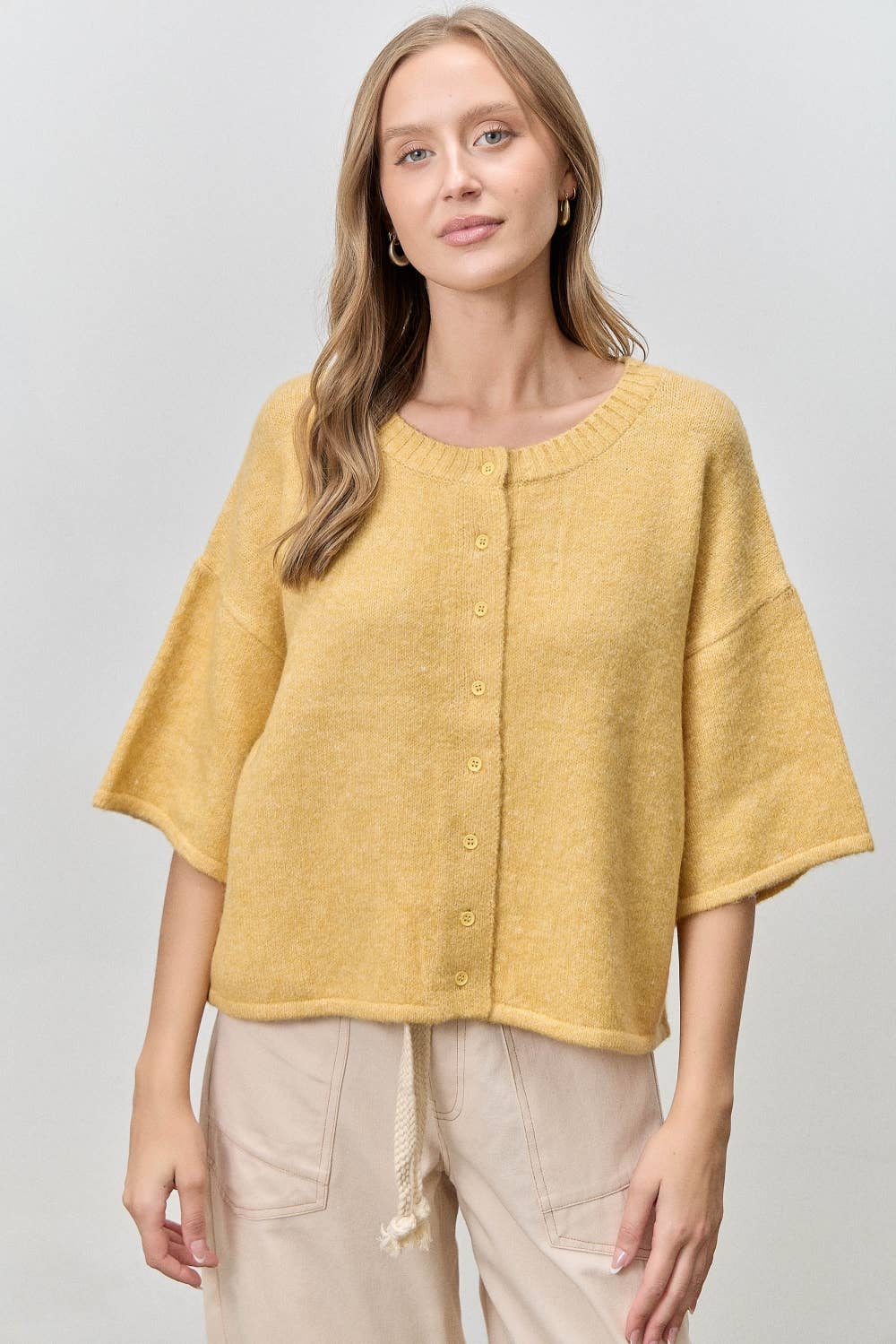 Short Sleeve Knit Cardigan
