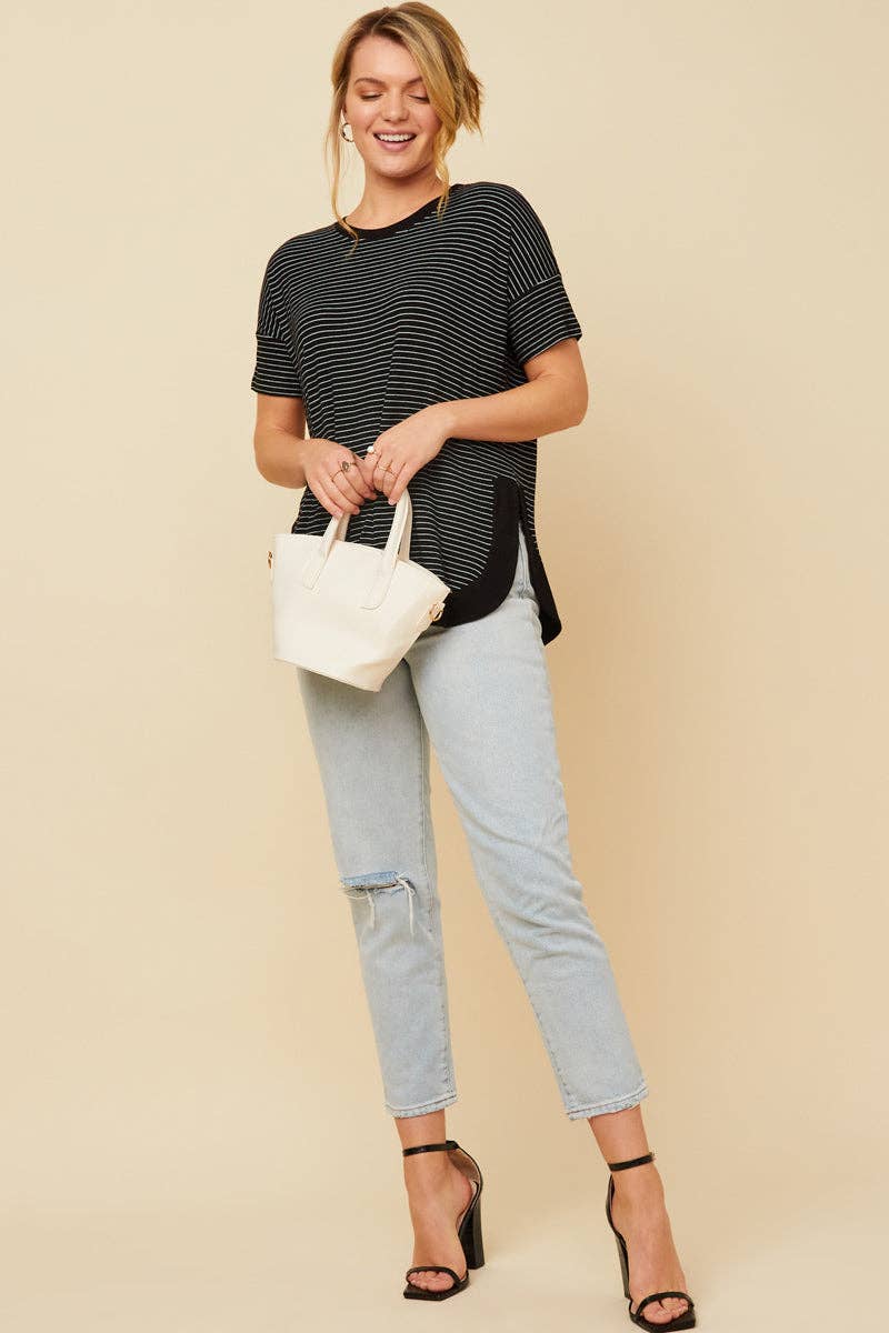 Striped Banded Dolman Top
