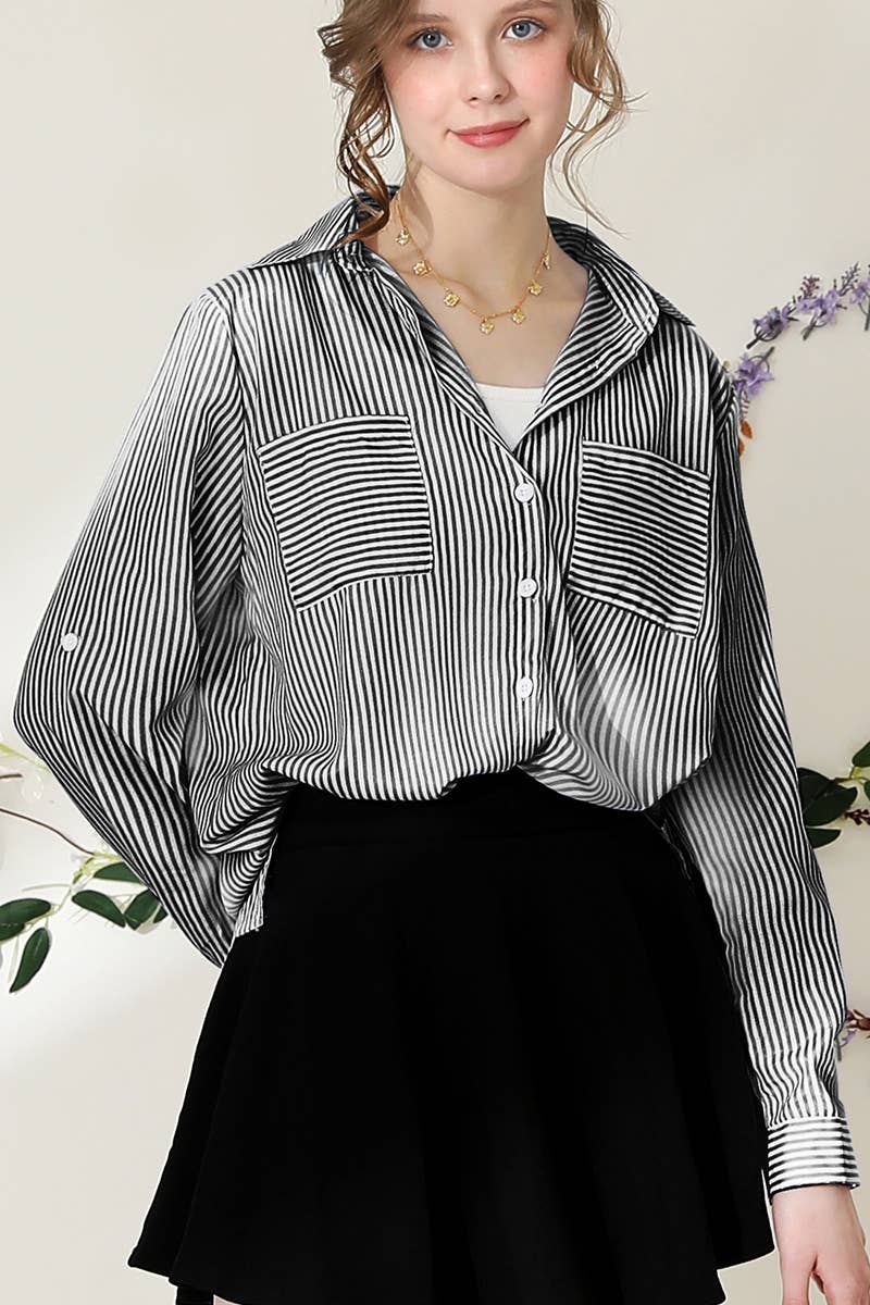 Striped Button Down Blouse