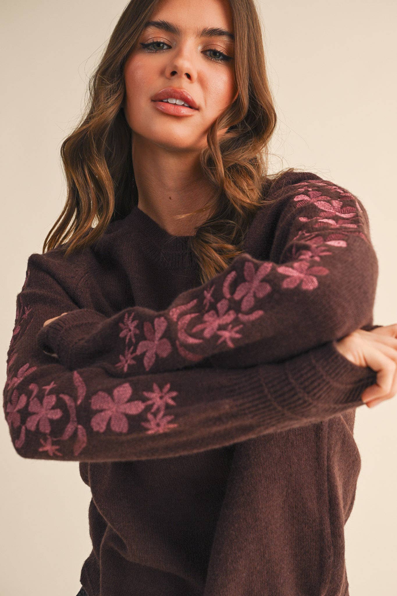 Sweater w/ Floral Sleeves