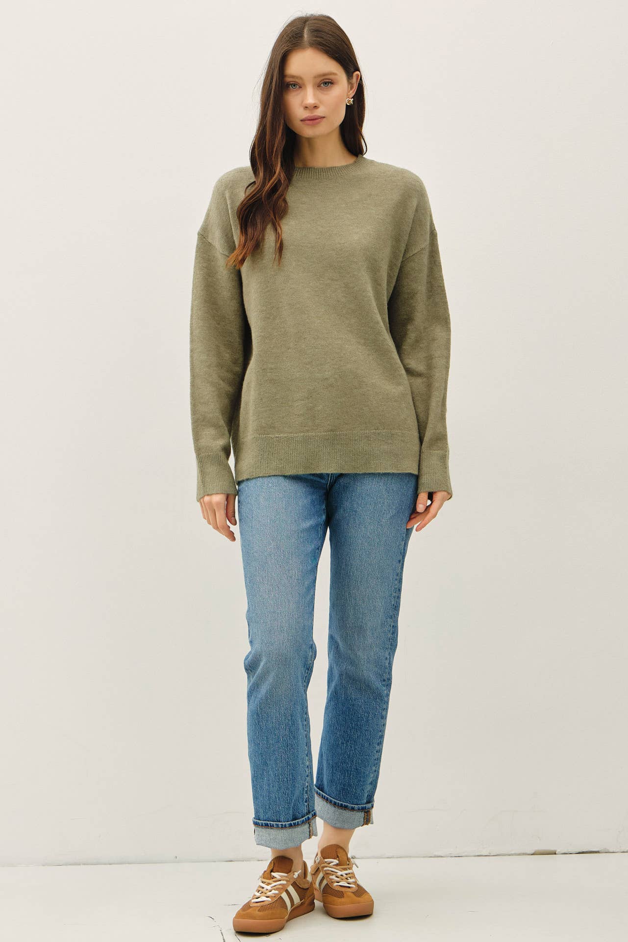 Wool Blend Crewneck Classic Sweater