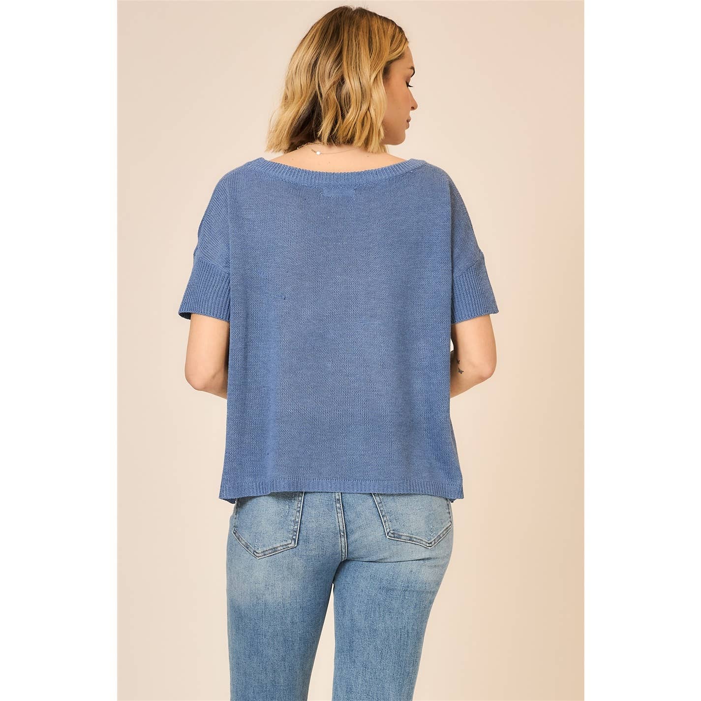 Boatneck Knit Short Sleeve Top