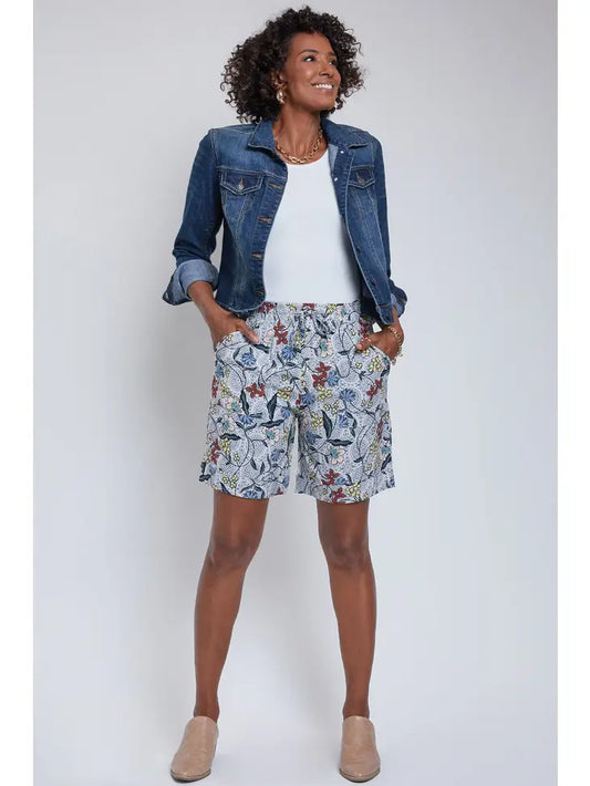 Missy Double Cuff Shorts With Pork Chop Pockets | Batik Flower