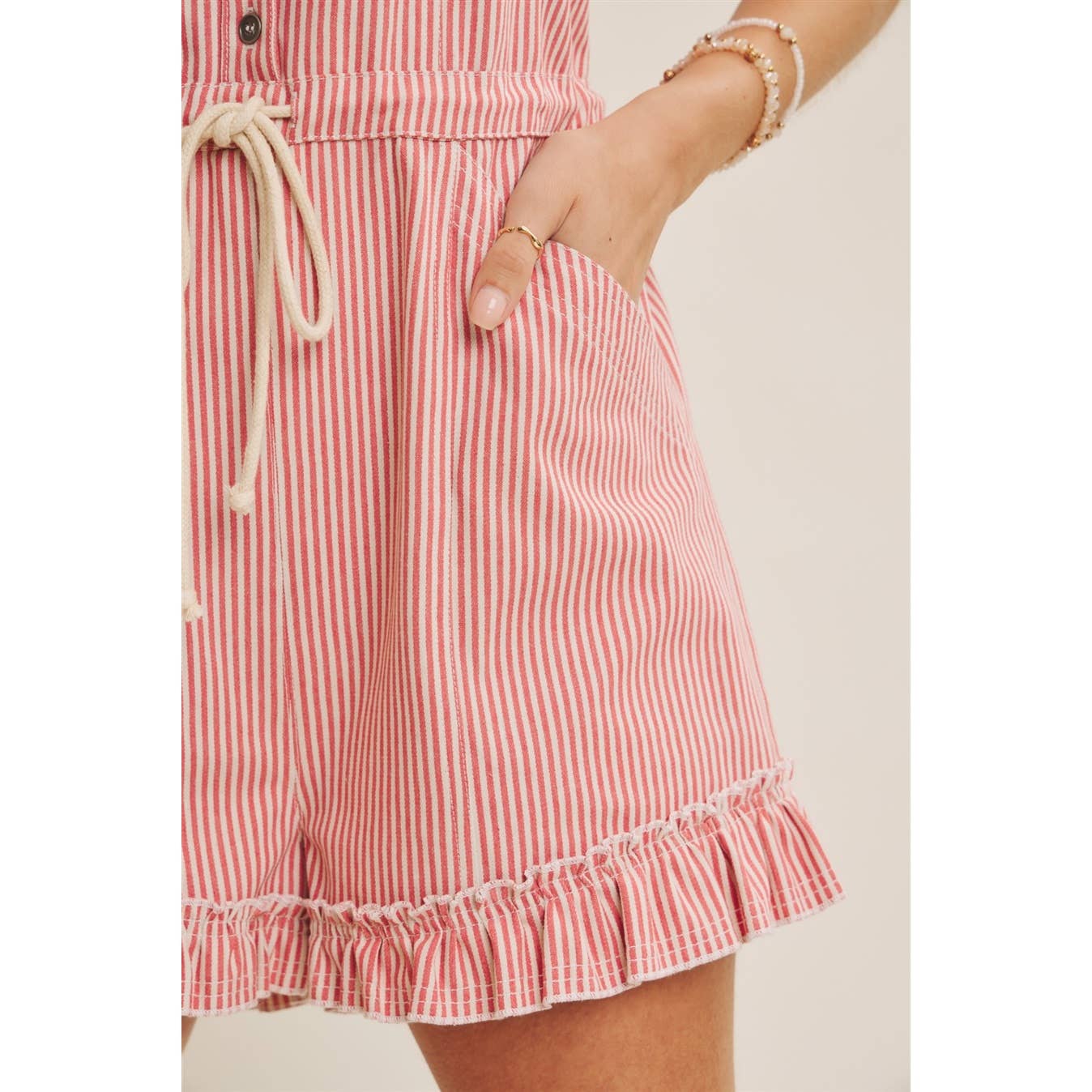 Striped Button-Front Romper