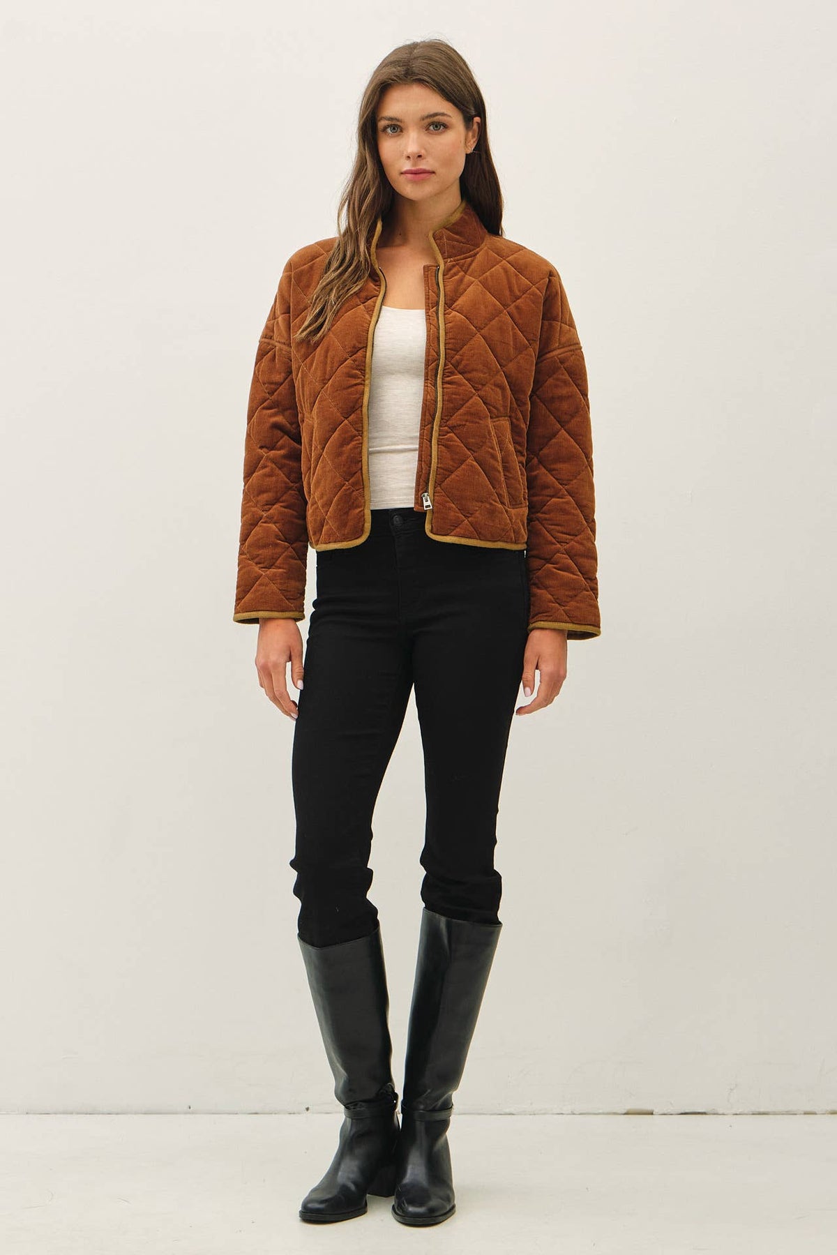 Corduroy Quilting Cropped Jacket