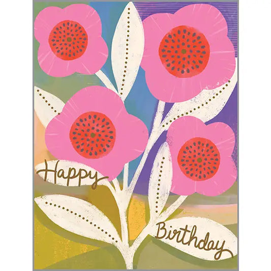 Birthday Card | Painted Pink Flowers