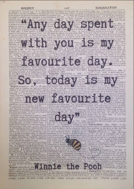 Winnie The Pooh Dictionary Wall Art Quote |  Quirky Print
