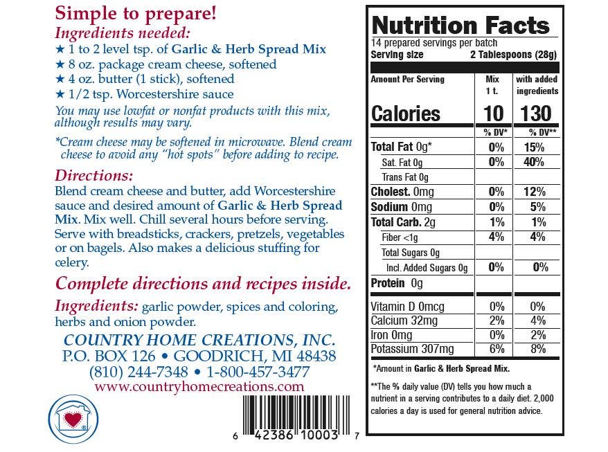 Garlic & Herb Spread Mix