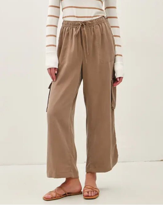 High Rise Wide Leg Cargo Pants | Mocha
