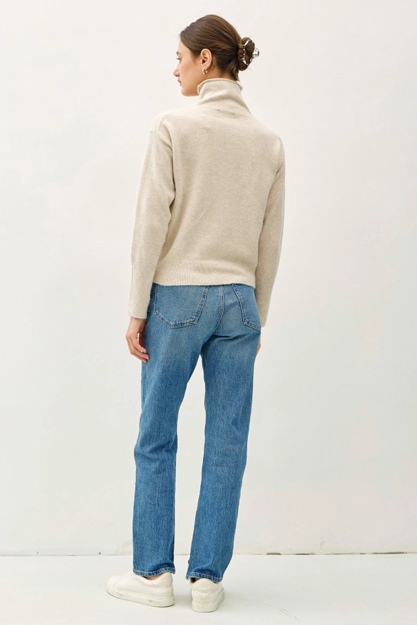 Raw Edge High Turtleneck Sweater