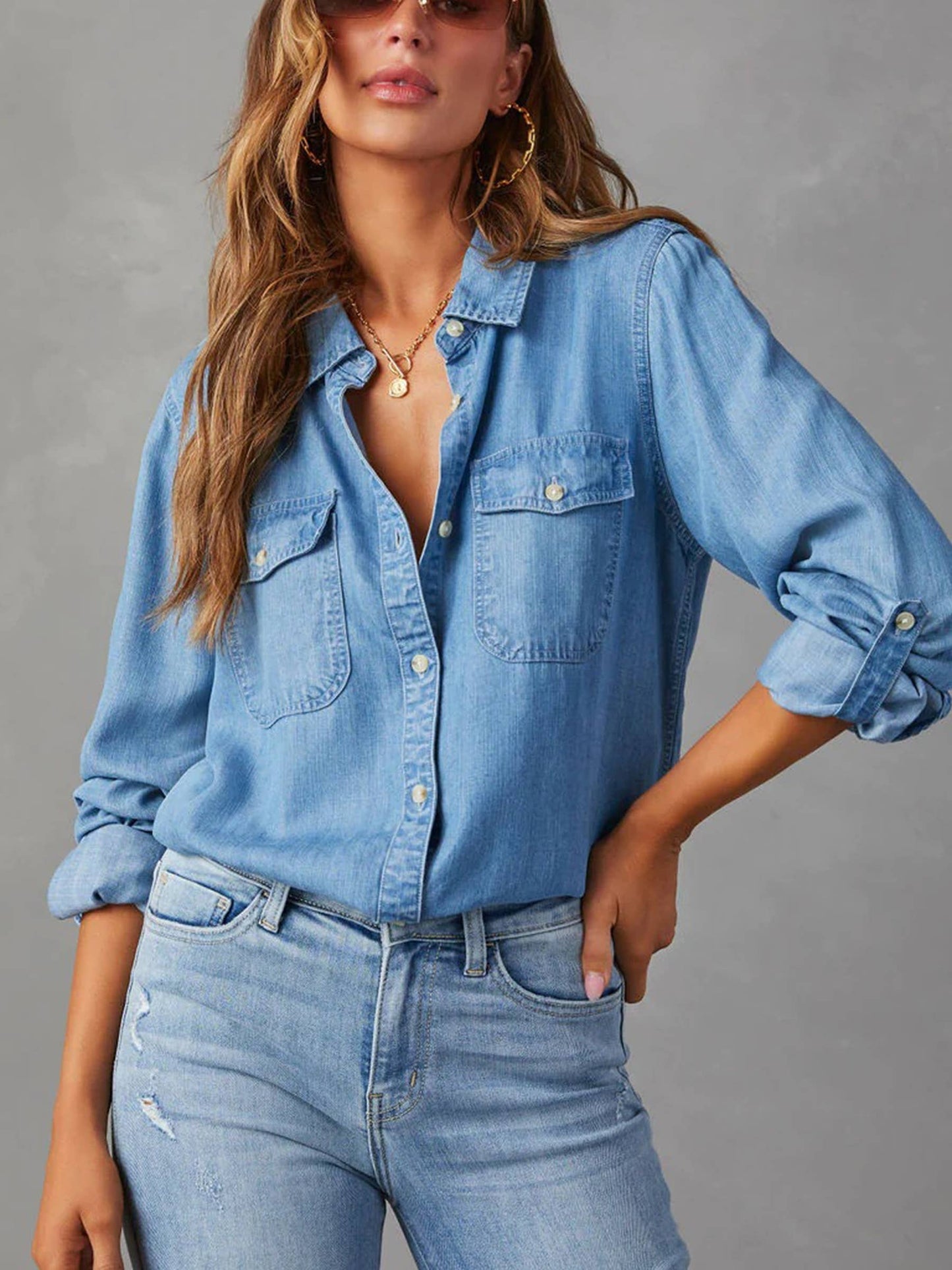 Long Sleeved Denim Top