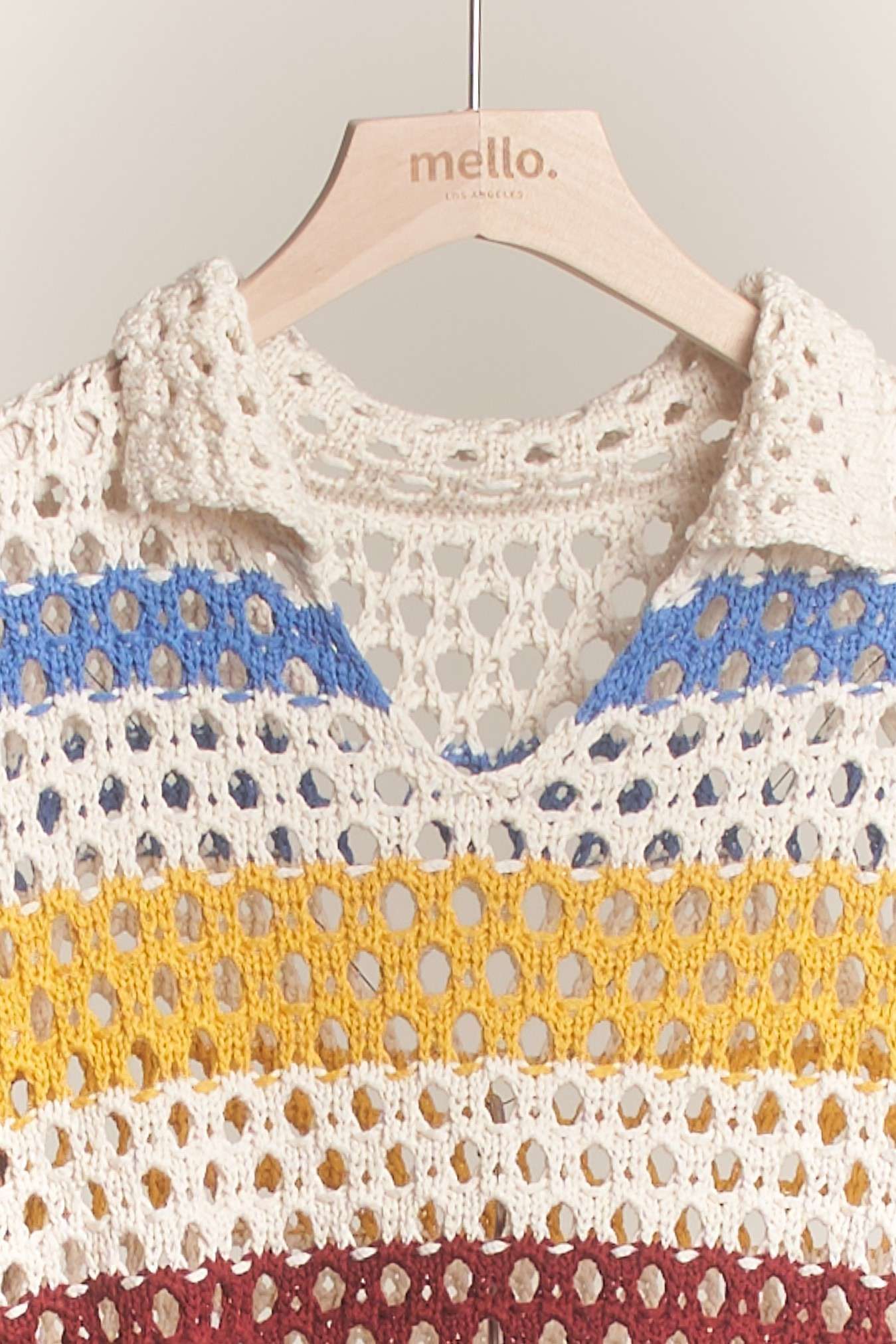 Multi Stripe Collared Knit Sweater Top