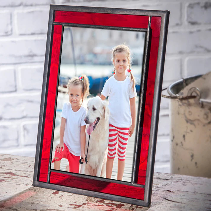 Red Stained Glass Picture Frame | 4x6