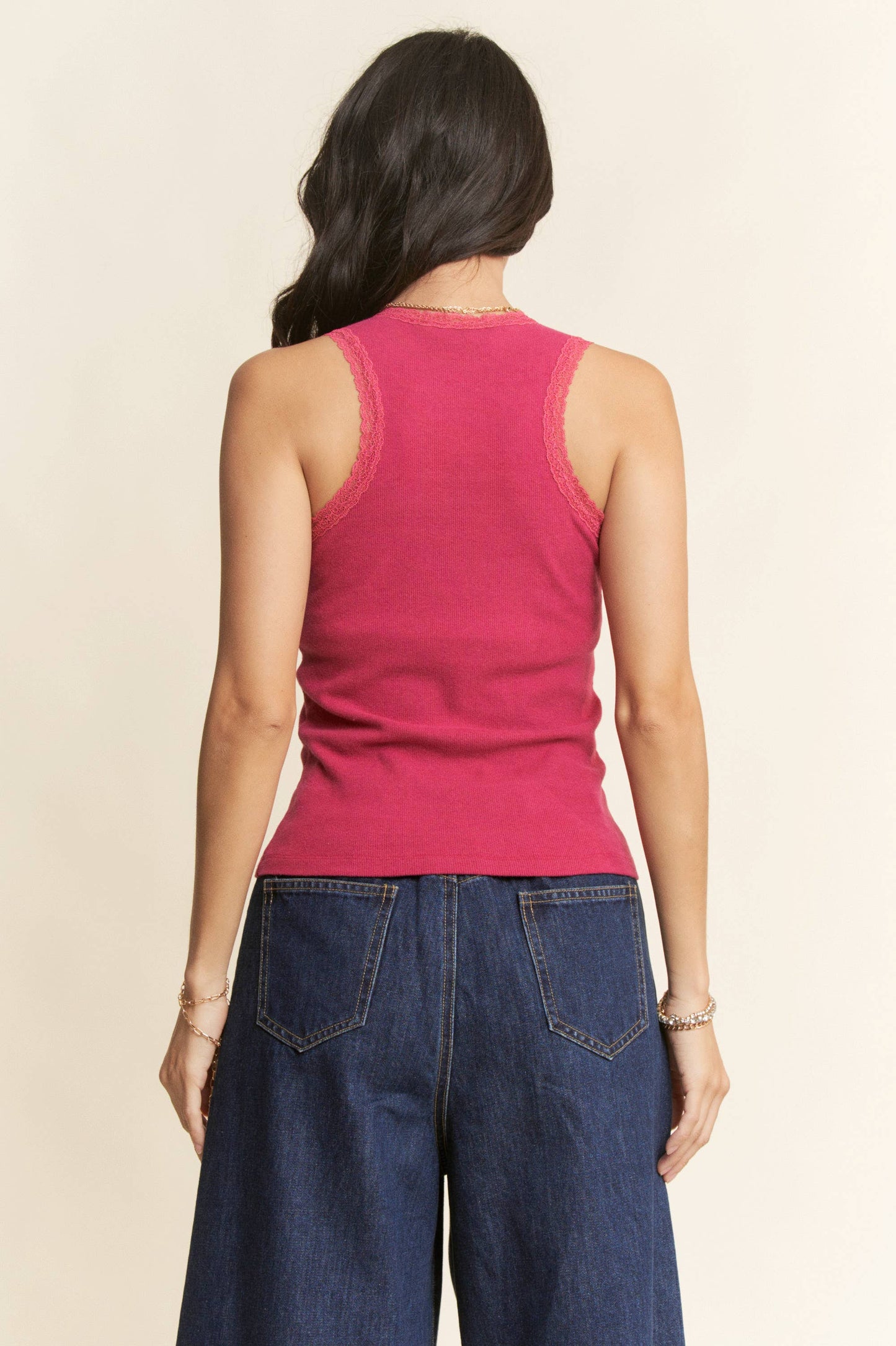 Ribbed Lace Tank