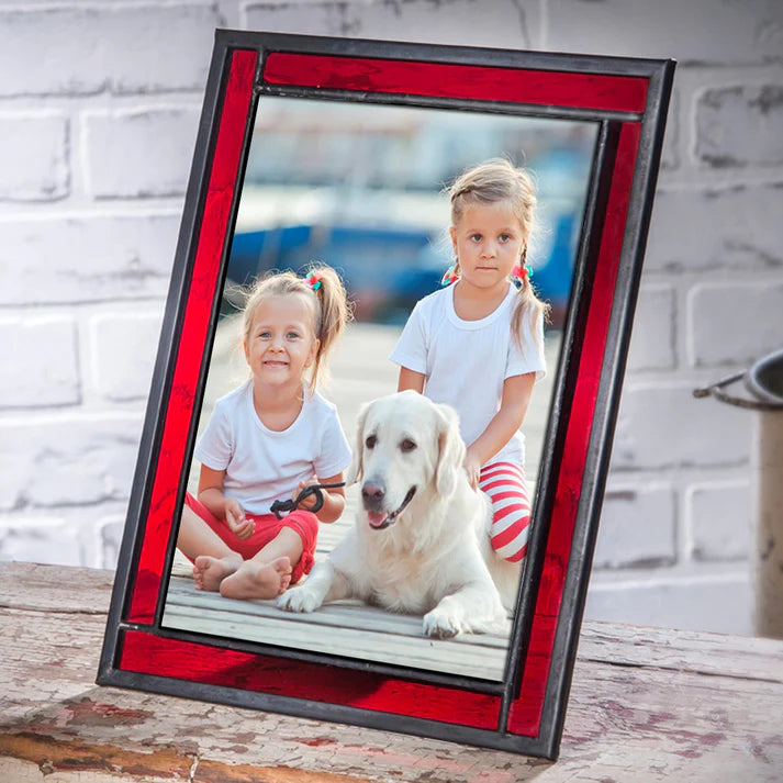 Red Stained Glass Picture Frame | 5x7