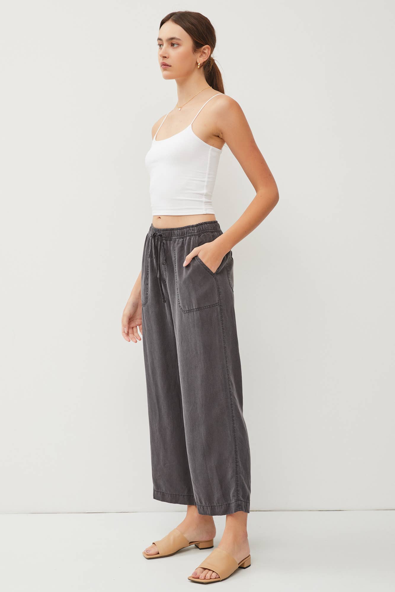Tencel Wide Leg Pants | Charcaol
