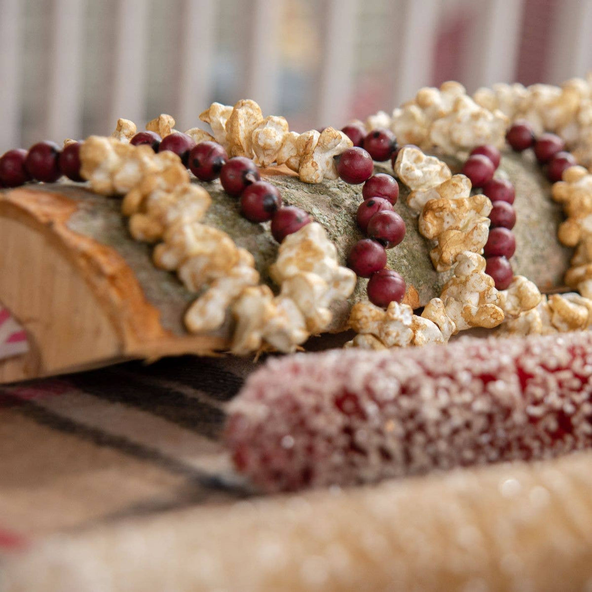 9" popcorn Cranberry Garland