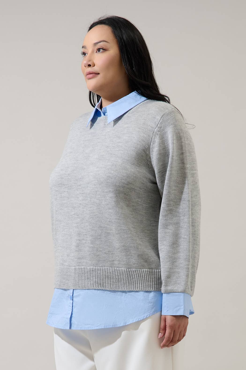 Azira Mix Media Collared Sweater