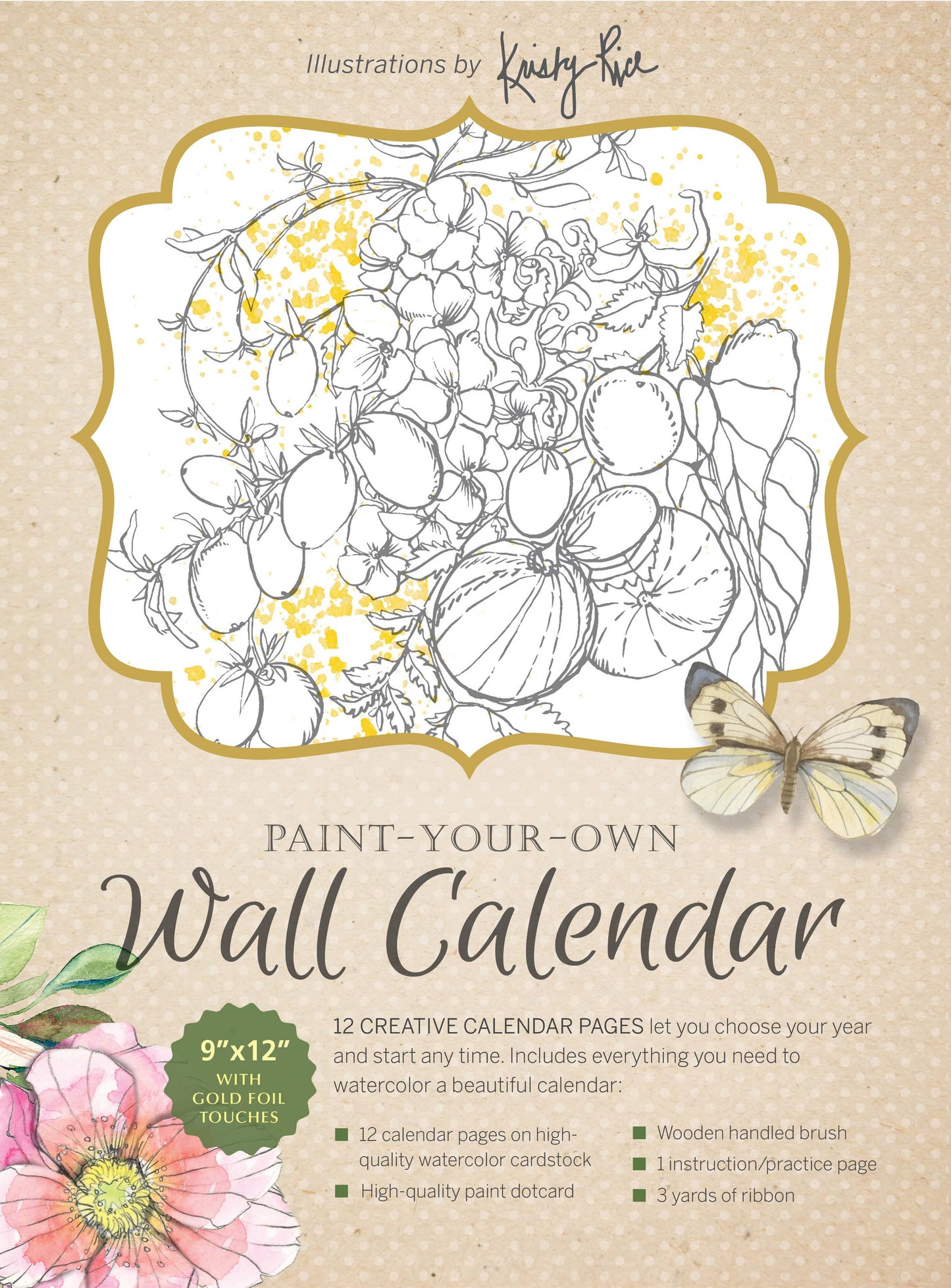 Paint-Your-Own Wall Calendar: Illustrations by Kristy Rice